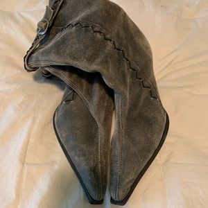 Distressed gray boots